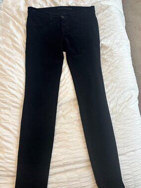 J Brand Maria High Rise Skinny Velvet Pants Black Size 24 | Luxury Stretch